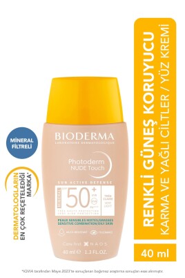 Bioderma Photoderm Nude Touch SPF50+ Very Light Karma Yağlı Ciltler Kapatıcı Etkili Renkli Güneş Kremi 40 ml - 1