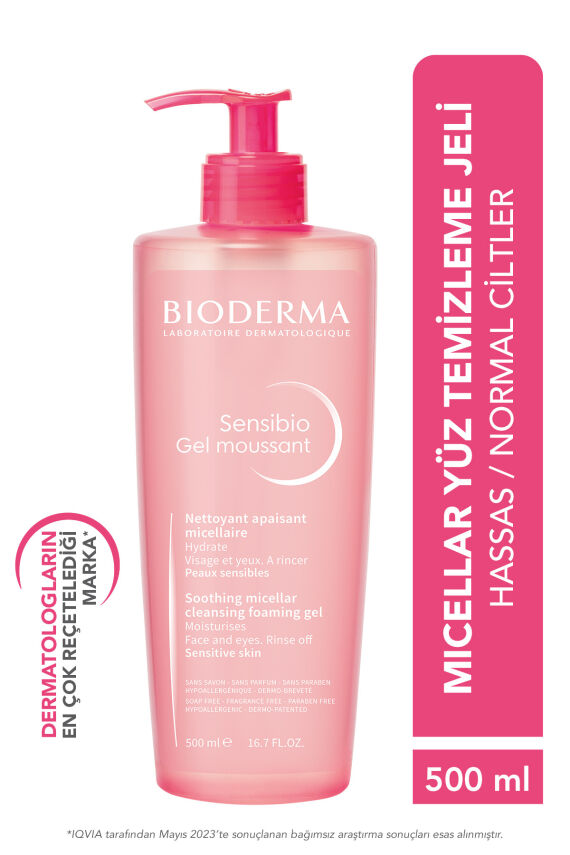 Bioderma Sensibio Foaming Gel Hassas Ve Normal Ciltler Durulanan Micellar Yüz Temizleme Jeli 500 ml - 1